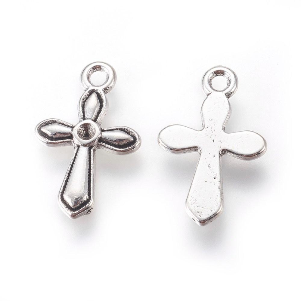Crosses with Rhinestone Opening Silver (15 Pieces) $1.50 - Krafts and Beads