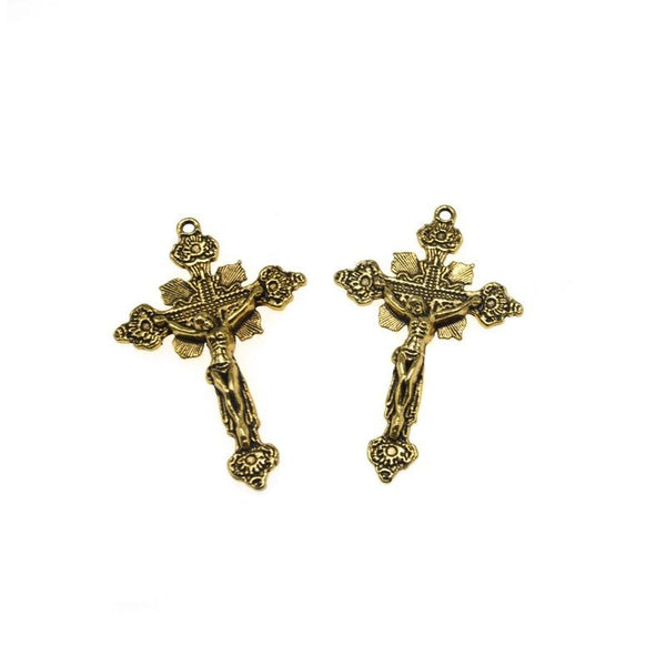 Crucifix Crosses Pewter Gold (3 Pieces) - Krafts and Beads