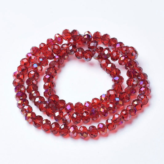 Chinese Crystal Beads Rondelle Shape, 130 BEADS Red & Multi-Colored Plated 4x3mm