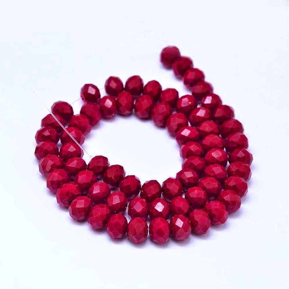 Chinese Crystal Beads Rondelle Shape 8mm X 6mm Jade Dark Red 70 Beads