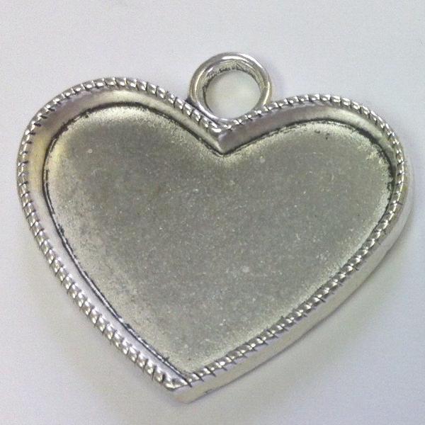 Fill-in Heart Silver Pendant (1 Piece) - Krafts and Beads