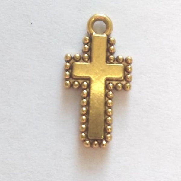 Gold Pewter Cross Charms Hammered 20x13mm 10 per bag-B6163-B