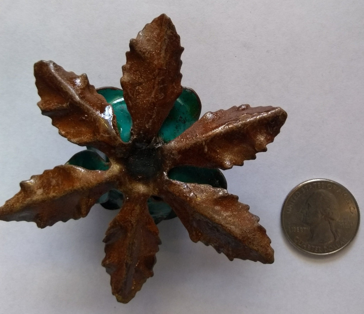 Metal Flower Blue/Green Color (1 Piece) - Krafts and Beads