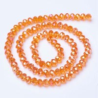 Chinese Crystal Beads Rondelle Shape 8mm X 6mm Orange with Light Sheen