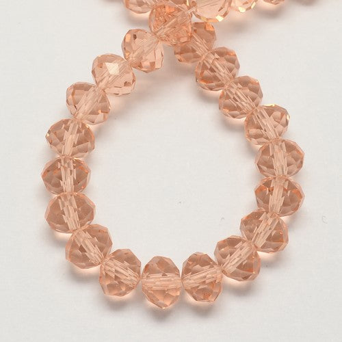 Chinese Crystal Beads Rondelle Shape, 8mm X 6mm Color Peach 68 Beads