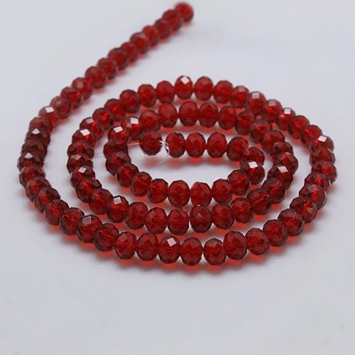 Chinese Crystal Beads Rondelle Shape 6mm X 4mm Deep Red