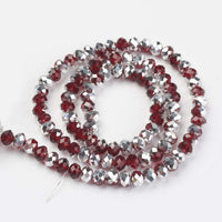 Chinese Crystal Beads Rondelle Shape 8mm X 6mm Dark Red & Silver