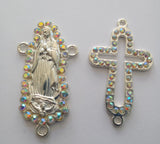 Rosary Center and Cross with AB Rhinestones (1 Set) - Krafts and Beads
