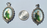 Saint Jude Oval Pendant, Religious Pendant, Saint Pendant, Mary Pendant (1 Pendant) - Krafts and Beads