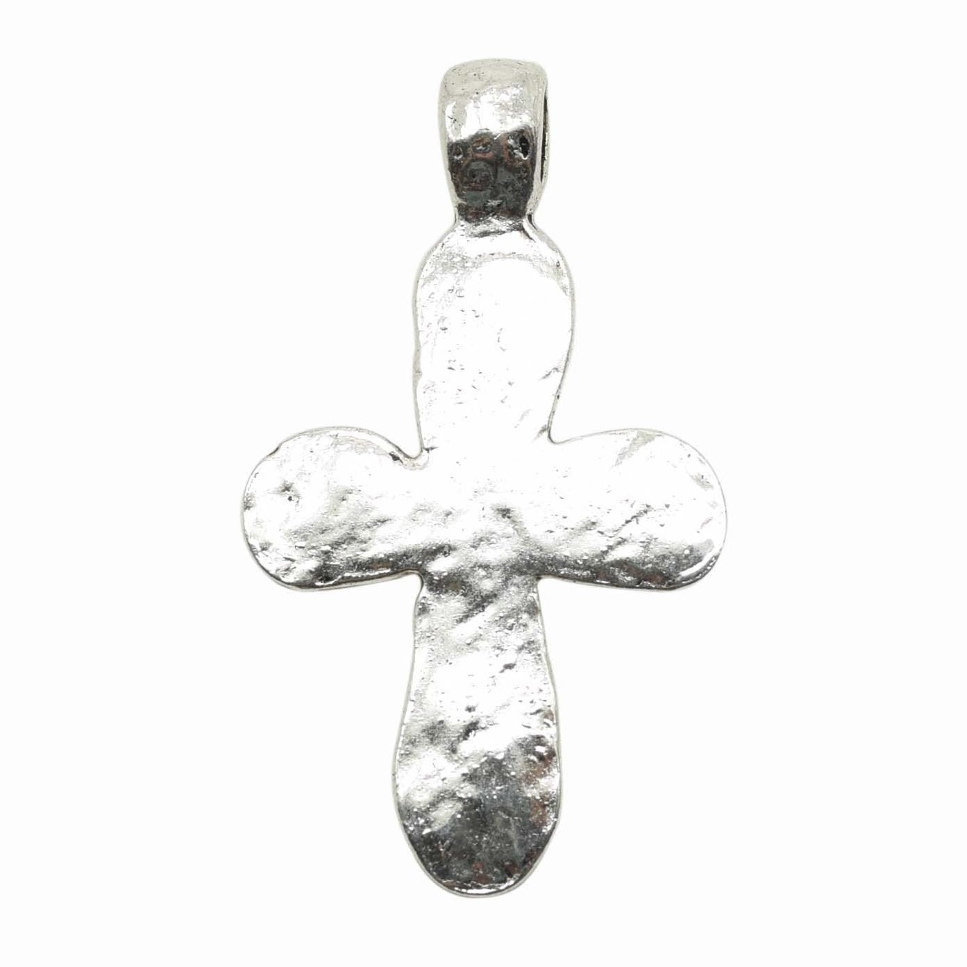 Silver Hammered Cross Pendants (3 Pieces) - Krafts and Beads