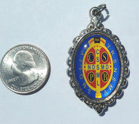 St. Benedict Oval Pendant, Religious Pendant, Saint Pendant (1 Pendant) - Krafts and Beads