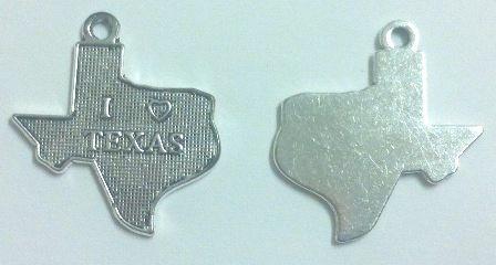 Texas State Charms with Heart (10 Pieces) - Krafts and Beads