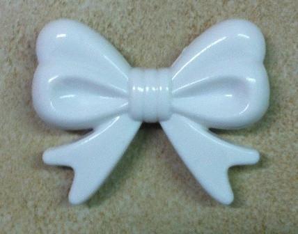 White Acrylic Bow Bead - Krafts and Beads