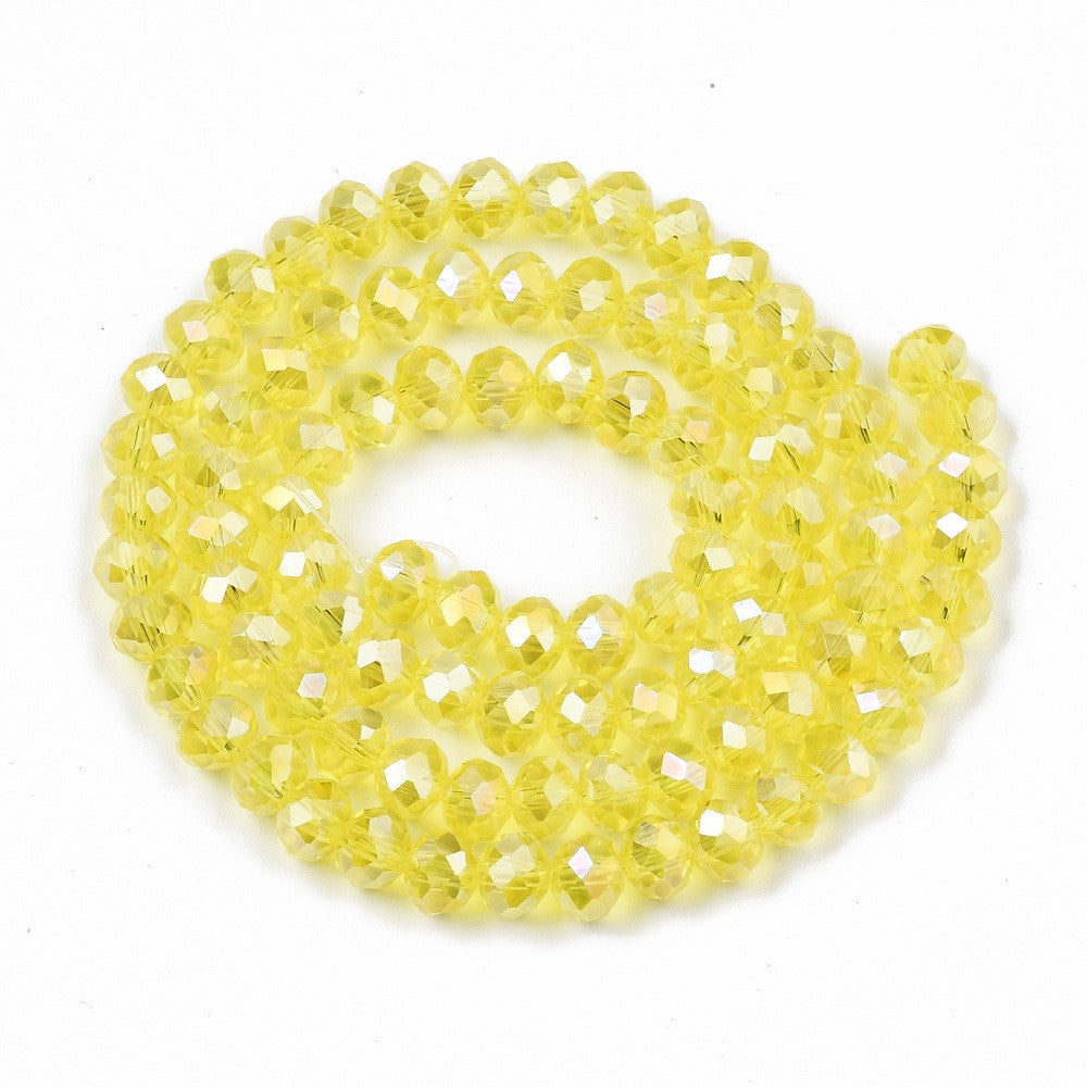 Chinese Crystal Beads Rondelle Shape, Color Light Yellow AB 8mm X 6mm